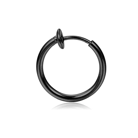 Stainless Steel Non Piercing Hoop Earrings For Men Women Fake Nose Ring Spring Clip On Ear Cuff Punk Minimalist Body Jewelry
