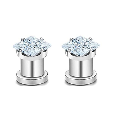 Roestvrij Staal Vierkante Zirconia Oortunnel Plug 4 Pootzetting Piercing Sieraden Voor Mannen Vrouwen Dagelijks Feest Punk Oorexpander