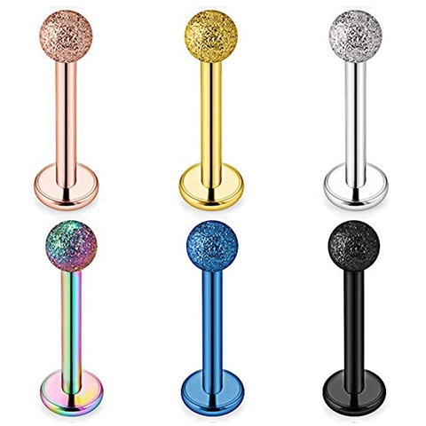 Gematteerde Roestvrijstalen Labret Stud Lip Piercing Ring Platte Achterkant Oorbot Nagel Lichaamssieraden Goud Zilver Unisex