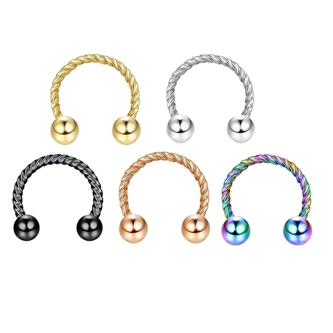 Edelstahl Gedrehtes Seil Hufeisen Septum Ring Circular Barbell Piercing Schmuck Für Damen Und Herren 16G Stil