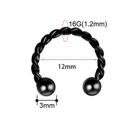 Edelstahl Gedrehtes Seil Hufeisen Septum Ring Circular Barbell Piercing Schmuck Für Damen Und Herren 16G Stil