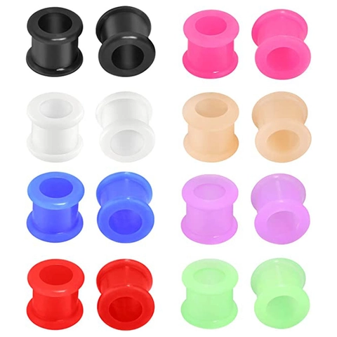 Silikon Double Flare Ohr Tunnel Plugs Piercing Dehnungs Kit Unisex Mehrfarbig Hohle Ohrlehren Körperschmuck