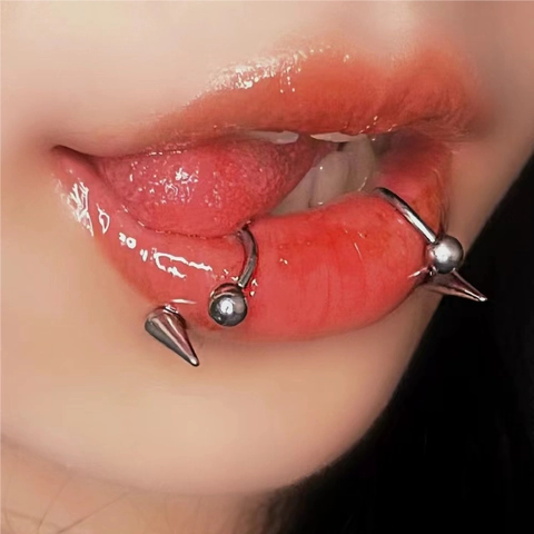 Stainless Steel Circular Barbell Horseshoe Ring With Spike Ball End For Lip Nose Ear Cartilage Piercing Body Jewelry Unisex