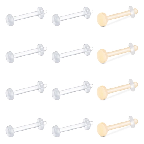 Acrylic Bioflex Lip Stud Piercing Retainers Clear Flesh Invisible Flexible Body Jewelry For Work Medical Exams Unisex