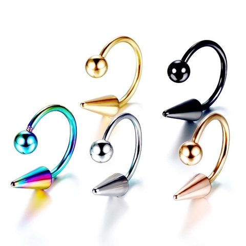 Stainless Steel Horseshoe Lip Ring Spike Ball Circular Barbell Septum Piercing Jewelry Punk Gothic Body Jewelry For Men Women