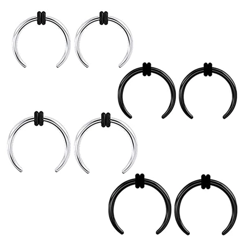 Σκουλαρίκι Μύτης Septum Piercing Σχήμα C από Ανοξείδωτο Ατσάλι Με Δακτυλίους O από Καουτσούκ Πανκ Κοσμήματα για Άνδρες Γυναίκες