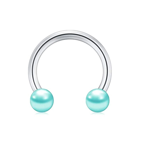 Stainless Steel Horseshoe Nose Ring Faux Artificial Pearl Balls Flexible Plastic Circular Barbell Piercing For Septum Ear Lip Unisex