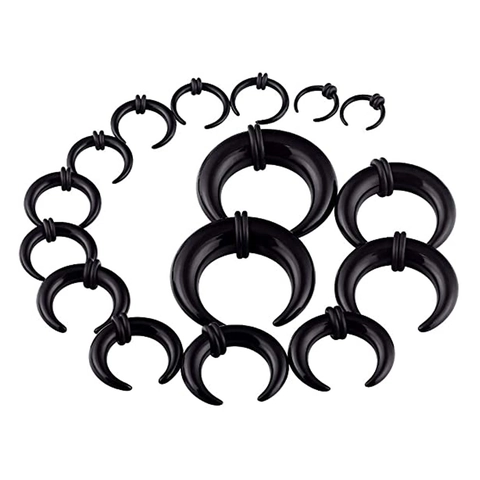 Acrylic Bull Horn Crescent Ear Taper Expander Stretching Kit With Rubber O-Rings Nose Septum Piercing Body Jewelry Men Women