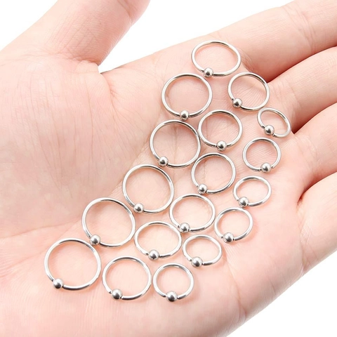 316L Stainless Steel Captive Bead Ring For Nose Lip Ear Cartilage Piercing High Polished Body Jewelry Unisex Ball Closing Rings
