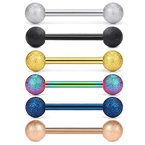 Bijoux de Piercing Corporel Barbell en Acier Inoxydable Sphère Mate Anneau de Mamelon Clou de Langue Unisexe Style Punk