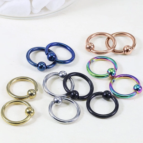 Stainless Steel Horseshoe Rings And Captive Bead Rings Body Piercing Jewelry Set For Nose Lip And Ear For Unisex Jewelry