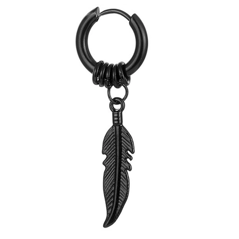 Punk Stainless Steel Cross Skull Feather Star Cone Dangle Hoop Earrings For Men Women Gothic Street Style Jewelry