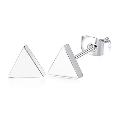 Minimalist Stainless Steel Triangle Stud Earrings Unisex Geometric Punk Jewelry Gift Silver Black Gold Multicolor