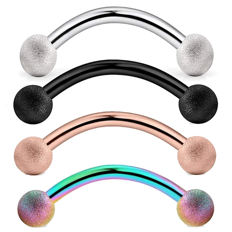 Frosted Ball Stainless Steel Curved Barbell Eyebrow Studs Body Piercing Jewelry For Men Women Gold Silver Black