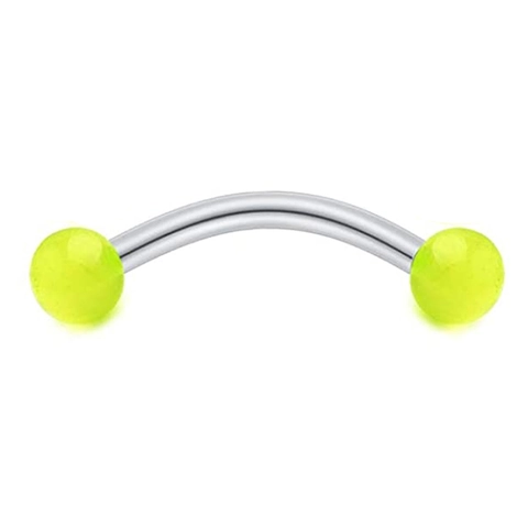 Luminous Acrylic Ball Eyebrow Studs With Stainless Steel Rod 16G Curved Barbell Glow In The Dark Body Piercing Jewelry Unisex