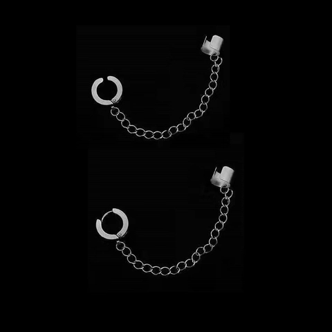 Punk Edelstahl Kette Ear Cuff Mit Kreuz Anhänger Für Herren Damen Hip Hop Gothic Schmuck Silber Nicht Piercing Ohrringe