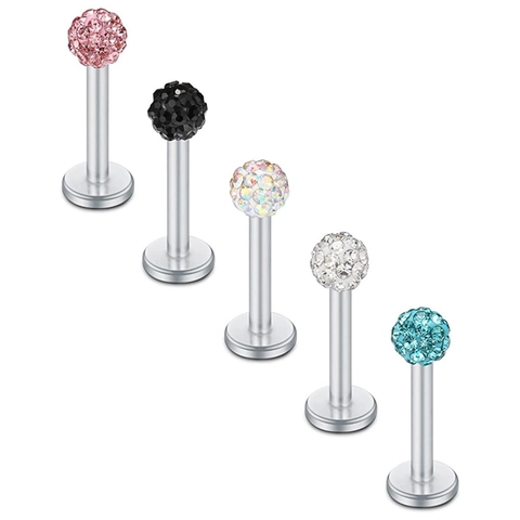 Edelstahl Shambhala Strass Kugel Lippenpiercing 16G Labret Knorpel Piercing Für Damen Herren Unisex Körperschmuck
