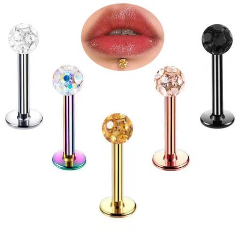 Edelstahl Shambhala Strass Kugel Lippenpiercing 16G Labret Knorpel Piercing Für Damen Herren Unisex Körperschmuck