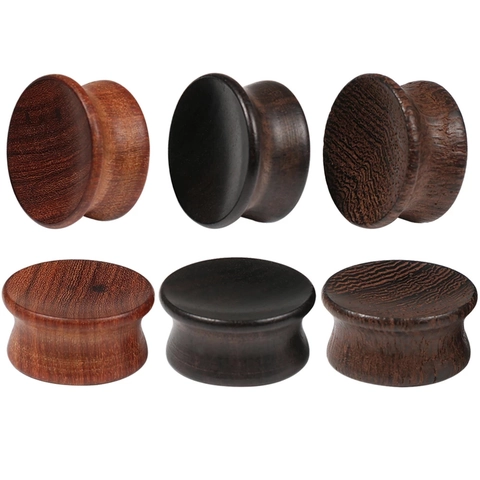 Plug per Orecchie in Legno Naturale Bio Legno Massiccio Doppia Svasatura Gioielli Piercing per Uomo Donna Espansione Orecchio