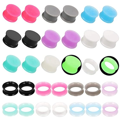 Flexible Silikon Ohr Tunnel Und Plugs Gauges Body Piercing Schmuck Hohl Massiv Ohr Piercing Erweiterung Für Damen Herren Punk Stil