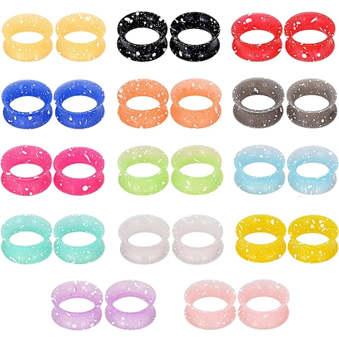 Silicone Ear Tunnels Plugs Splatter Painted Double Flare Ear Gauges Expanders Body Piercing Jewelry For Men Women