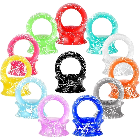 Soft Silicone Ear Tunnels Plugs Double Flare Ear Gauges Expanders With White Brushed Splash Ink Pattern Body Piercing Jewelry