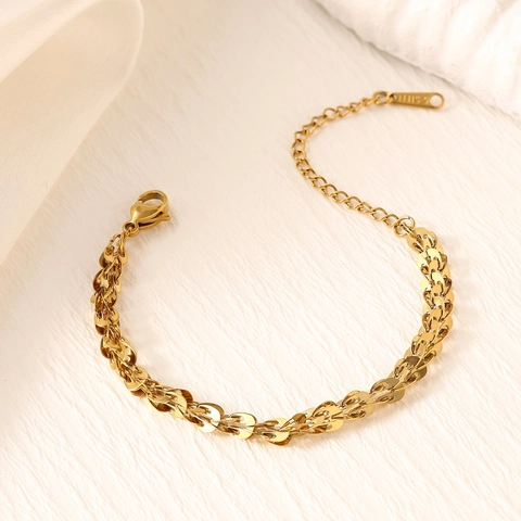 Elegante Bracciale in Acciaio Inossidabile Placcato Oro 18K per Donna Ciondolo Cuore Trifoglio Stella Catena Regolabile