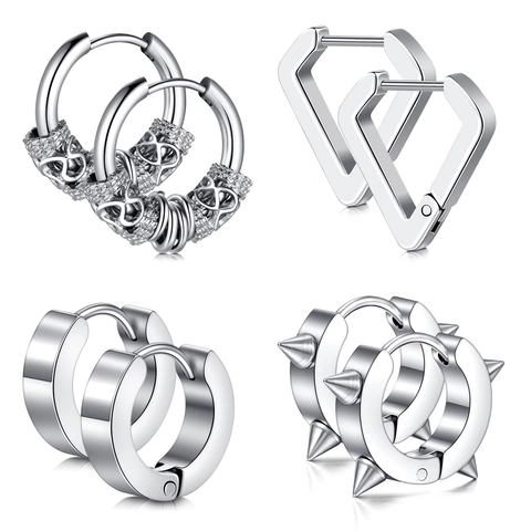 Punk Roestvrij Stalen Oorknoppen Voor Heren Dames Vintage Drakenpatroon Hart V Vorm Klinknagels Sieraden