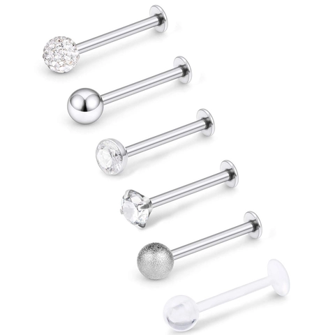 316L Edelstahl Lippenstecker Set Acryl Zirkonia Piercing Schmuck Für Ohrknorpel Lippen Nasenring Herren Damen