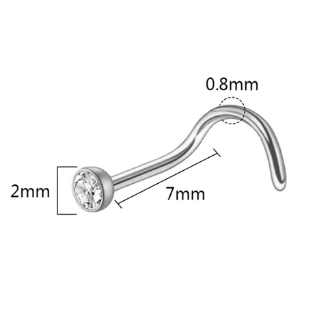 Stainless Steel Nose Rings Studs Minimalist Cubic Zirconia Body Piercing Jewelry L-Shaped C-Shape Hoop Studs For Women Men