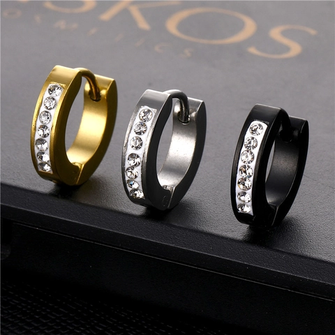 Minimalistische Creolen Mit Einreihigen Zirkonia Edelstahl Ohrenschnalle Polierter Schmuck Für Damen Und Herren