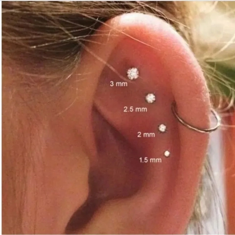 Pendientes de Nariz Minimalistas de Acero Inoxidable con Zirconia Forma de L Curvados Rectos Joyería de Piercing para Mujer Hombre