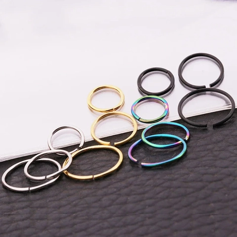 Minimalist Stainless Steel Nose Ring Hoop Curved Barbell Eyebrow Piercing Jewelry Spike Ball Ends Septum Lip Studs For Women Men