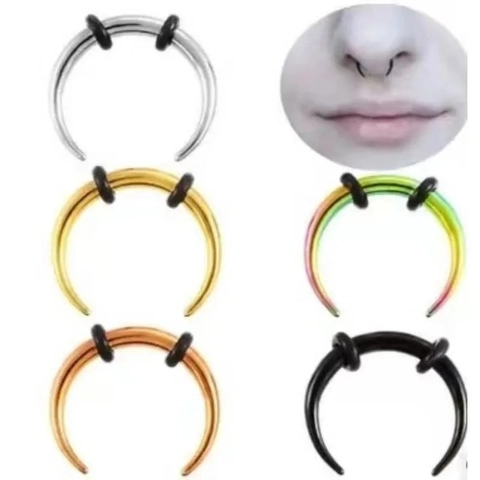 316L Stainless Steel Septum Rings C Shape Crescent Horseshoe Nose Ring With Rubber O-Rings Body Piercing Jewelry For Women Men