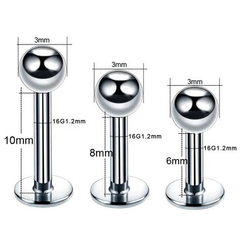 Stainless Steel Lip Piercing Studs Ball Spike Labret Piercing Jewelry For Ear Cartilage Tragus Monroe Helix Jewelry Set