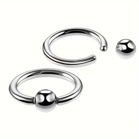 Stainless Steel Nose Rings Horseshoe Circular Barbell Captive Bead Ring Spike Ball Piercing Jewelry Multi Size Variety