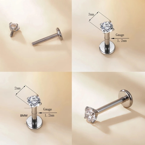 Stainless Steel Zircon Body Piercing Jewelry Horseshoe Labret Studs Lip Nose Septum Ring Curved Barbell Gold Silver Piercing Accessory