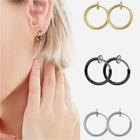 Stainless Steel Clip-on Earrings Magnetic Stud Earrings For Men Women Non-Pierced Hoop Earrings Fake Piercing Jewelry Minimalist Ear Cuffs