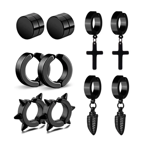 Edelstahl Magnetische Ohrclips Ohrstecker Für Herren Damen Punk Gotik Kreuz Blatt Niete Ohne Ohrloch Ohrringe Schmuck