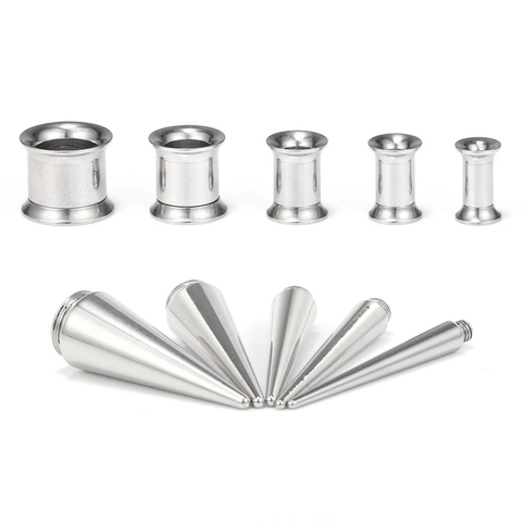 Stainless Steel Ear Stretching Kit Taper And Tunnel Set 2-In-1 Ear Expander Body Piercing Jewelry For Men Women Daily Accessory