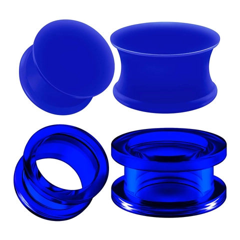 Blau Silikon Acryl Ohrdehner Tunnel Plugs Piercing Schmuck Unisex Ohr Stretching Kit Für Tägliche Party Körper Dekoration