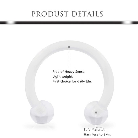 Acrylic Stainless Steel Horseshoe Barbell Nose Ring Set Circular Piercing Retainer For Lip Septum Ear Unisex Jewelry