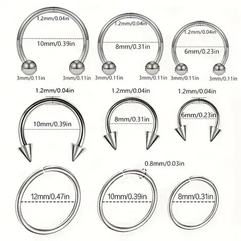 Aros de Nariz de Acero Inoxidable Herradura Circular Barbells Joyas de Piercing para Hombres Mujeres Accesorios Body Jewelry