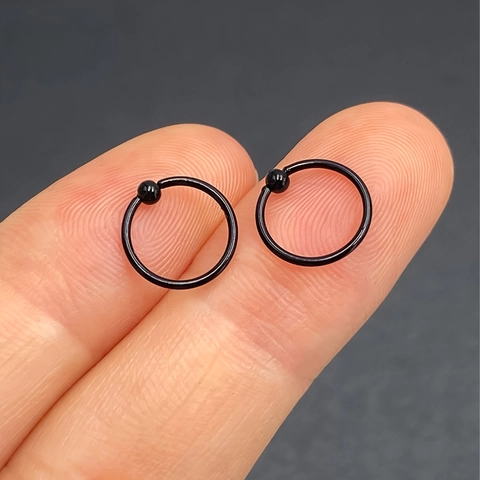 Stainless Steel Captive Bead Nose Rings Silver Black Piercing Jewelry For Men Women Ear Lip Septum Rings Body Accessories