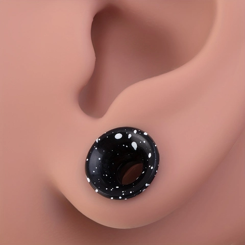 Weiches Silikon Ohr Tunnel Plugs Doppelt Ausgestellt Stretching Kit Schwarz Weiß Spritzer Muster Piercing Schmuck Für Damen Herren