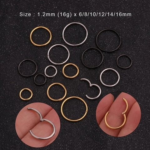 Stainless Steel Hinged Segment Ring Clicker Piercing Jewelry For Nose Ear Cartilage Lip Unisex Minimalist Polished Body Jewelry