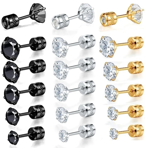 Edelstahl Zirkonia Ohrstecker Minimalistische Runde Geometrische Schmuck Mit Schraubverschluss Für Damen Herren Sortierte Größen