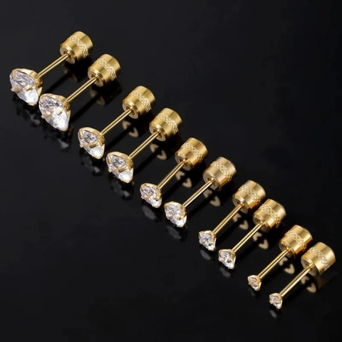 Edelstahl Zirkonia Ohrstecker Minimalistische Runde Geometrische Schmuck Mit Schraubverschluss Für Damen Herren Sortierte Größen