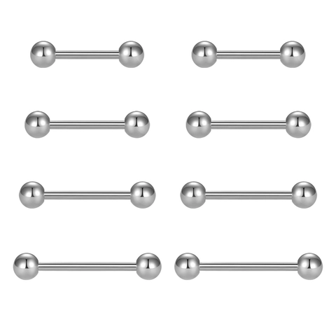 Stainless Steel Tongue Rings Nipple Rings Body Piercing Jewelry Straight Barbell Studs For Women Men Body Jewelry
