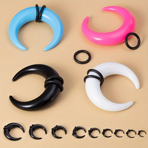 Acrylic Buffalo Horn Ear Taper Ear Expander Piercing Jewelry With Black O-rings Punk Style Unisex Earring Body Jewelry